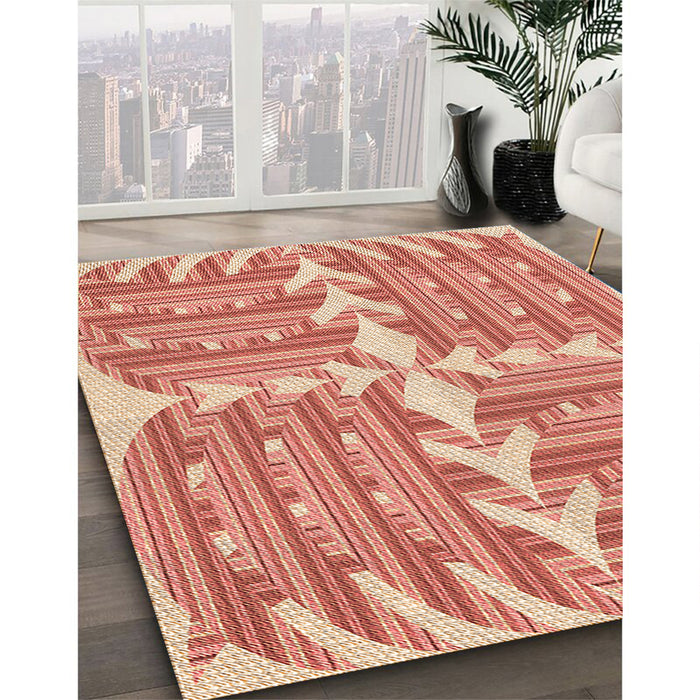 Machine Washable Transitional Light Salmon Pink Rug in a Family Room, wshpat1120org