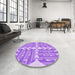 Round Patterned Blush Pink Rug in a Office, pat1120pur