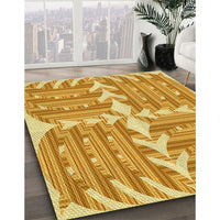 Patterned Neon Orange Rug, pat1120yw