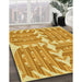 Patterned Neon Orange Rug in Family Room, pat1120yw