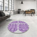 Round Machine Washable Transitional Periwinkle Pink Rug in a Office, wshpat1120