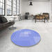 Round Patterned Light Slate Blue Rug in a Office, pat1121blu