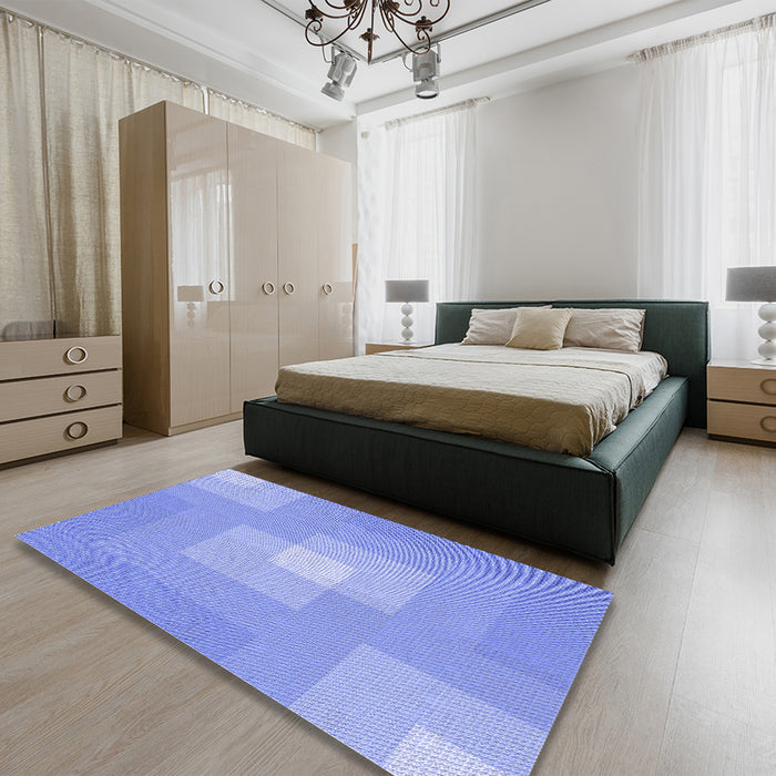 Round Machine Washable Transitional Light Slate Blue Rug in a Office, wshpat1121blu
