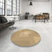 Round Patterned Yellow Orange Rug in a Office, pat1121brn