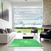 Machine Washable Transitional Neon Green Rug in a Kitchen, wshpat1121grn