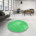 Round Patterned Neon Green Rug in a Office, pat1121grn