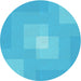 Square Patterned Bright Cyan Blue Rug, pat1121lblu