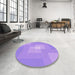 Round Patterned Bright Lilac Purple Rug in a Office, pat1121pur