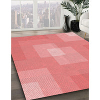 Patterned Light Coral Pink Rug, pat1121rd