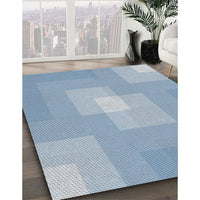 Patterned Steel Blue Novelty Rug, pat1121