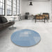 Round Patterned Steel Blue Novelty Rug in a Office, pat1121