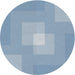 Sideview of Patterned Steel Blue Novelty Rug, pat1121