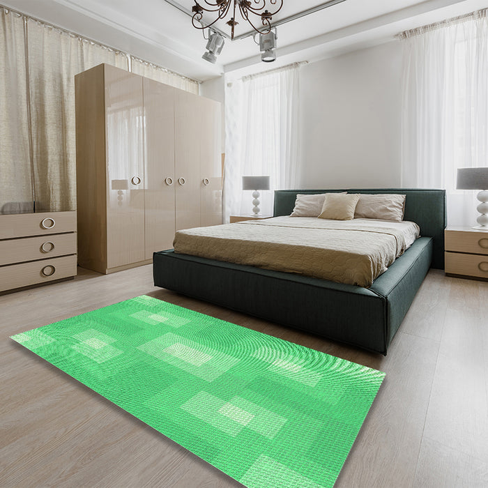 Patterned Lime Mint Green Rug in a Bedroom, pat1122grn