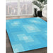 Machine Washable Transitional Bright Turquoise Blue Rug in a Family Room, wshpat1122lblu