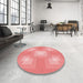 Round Patterned Pastel Pink Rug in a Office, pat1122rd