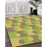 Patterned Dark Golden Brown Rug, pat1123brn