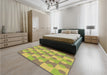 Patterned Dark Golden Brown Rug in a Bedroom, pat1123brn