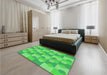 Round Machine Washable Transitional Neon Green Rug in a Office, wshpat1123grn