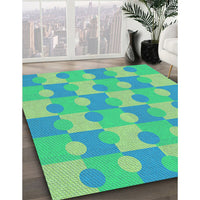 Patterned Lime Mint Green Rug, pat1123lblu