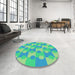 Round Patterned Lime Mint Green Rug in a Office, pat1123lblu