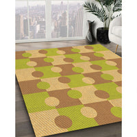 Patterned Golden Brown Yellow Rug, pat1123org