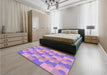 Patterned Violet Purple Rug in a Bedroom, pat1123pur