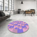 Round Patterned Violet Purple Rug in a Office, pat1123pur