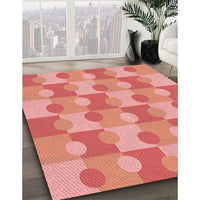 Patterned Fire Red Rug, pat1123rd