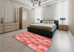 Patterned Fire Red Rug in a Bedroom, pat1123rd