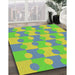 Patterned Yellowish Green Novelty Rug in Family Room, pat1123