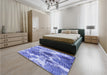 Patterned Blue Rug in a Bedroom, pat1124blu