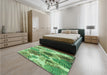 Patterned Jade Green Rug in a Bedroom, pat1124grn