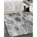 Machine Washable Transitional Platinum Silver Gray Rug in a Family Room, wshpat1124gry