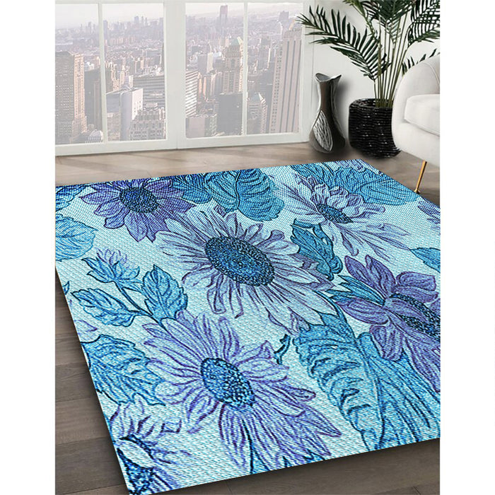 Machine Washable Transitional Bright Navy Blue Rug in a Family Room, wshpat1124lblu