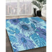 Machine Washable Transitional Bright Navy Blue Rug in a Family Room, wshpat1124lblu