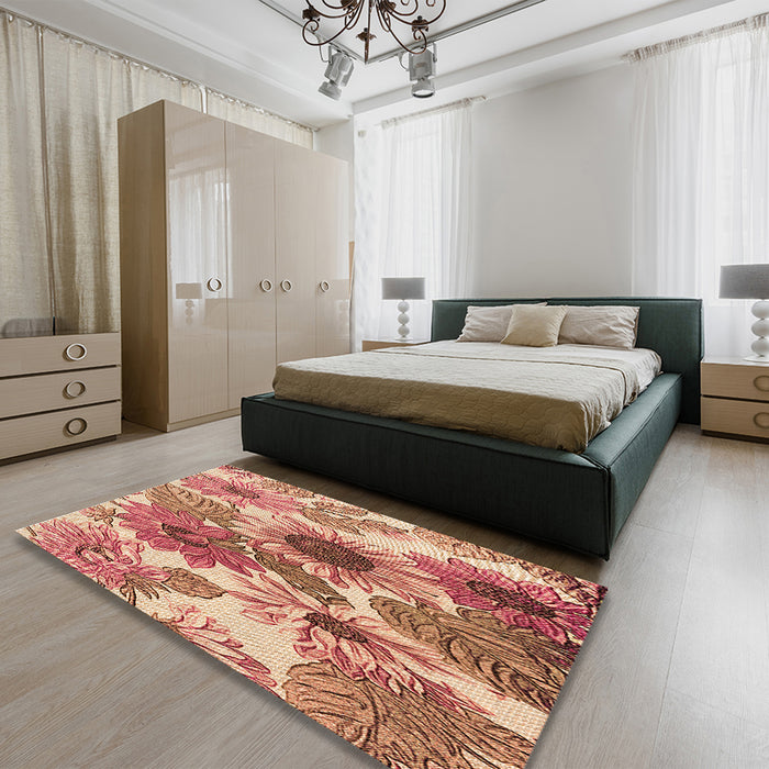 Patterned Red Rug in a Bedroom, pat1124org