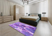 Patterned Blue Violet Purple Rug in a Bedroom, pat1124pur