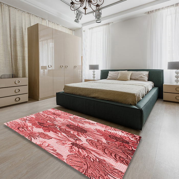 Patterned Pastel Pink Rug in a Bedroom, pat1124rd
