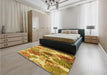 Patterned Bright Gold Yellow Rug in a Bedroom, pat1124yw