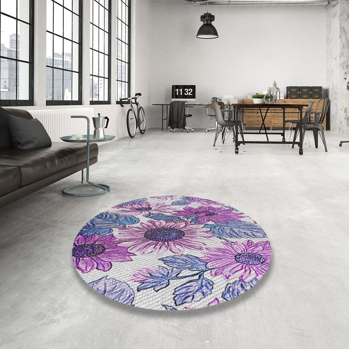 Round Patterned Bright Purple Novelty Rug in a Office, pat1124