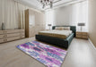 Machine Washable Transitional Bright Grape Purple Rug in a Bedroom, wshpat1124