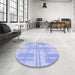 Round Patterned Sky Blue Rug in a Office, pat1125blu