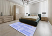 Patterned Sky Blue Rug in a Bedroom, pat1125blu