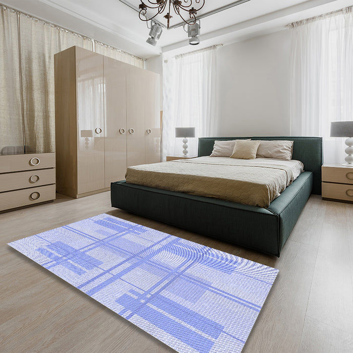 Patterned Sky Blue Rug in a Bedroom, pat1125blu