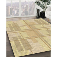 Patterned Metallic Gold Rug, pat1125brn