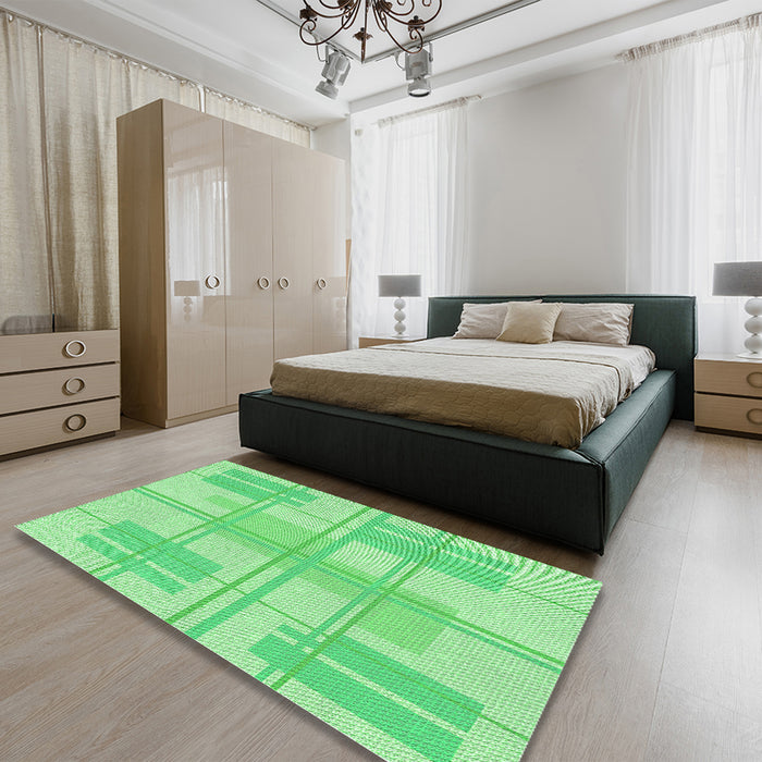 Patterned Jade Green Rug in a Bedroom, pat1125grn