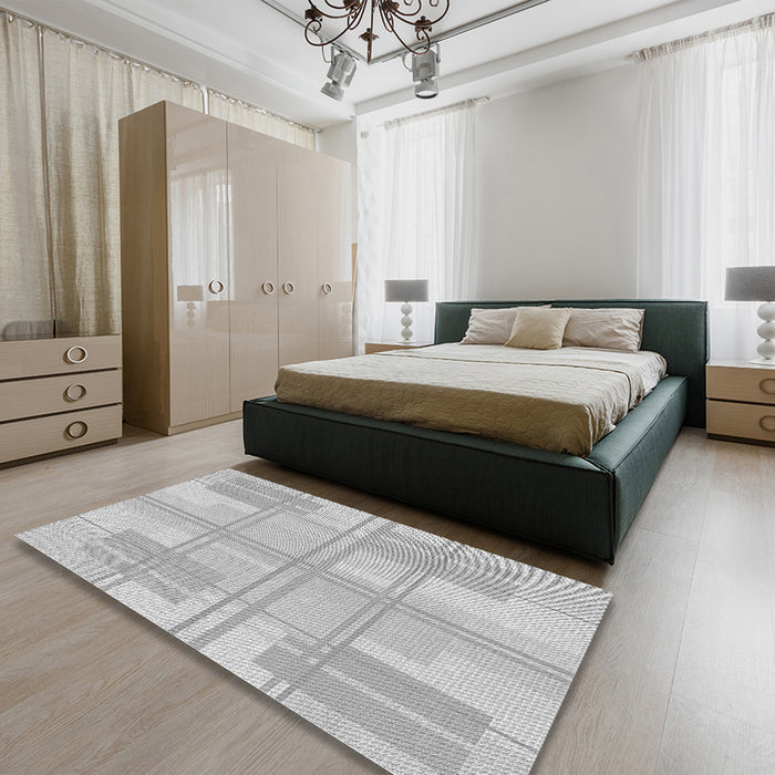 Patterned Gunmetal Gray Rug in a Bedroom, pat1125gry