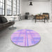 Round Patterned Purple Rug in a Office, pat1125pur