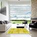 Machine Washable Transitional Yellow Rug in a Kitchen, wshpat1125yw