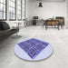 Round Patterned Slate Blue Rug in a Office, pat1126blu